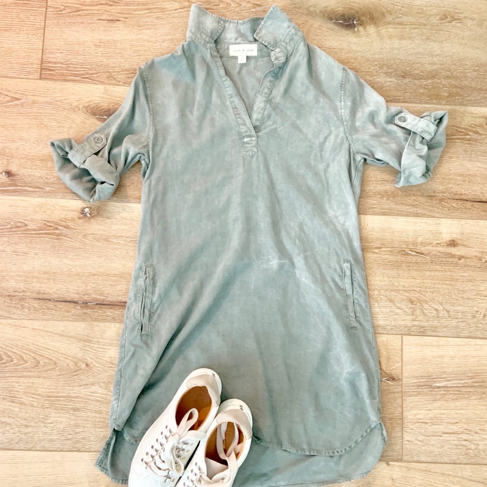 Cloth and Stone army green dress XS